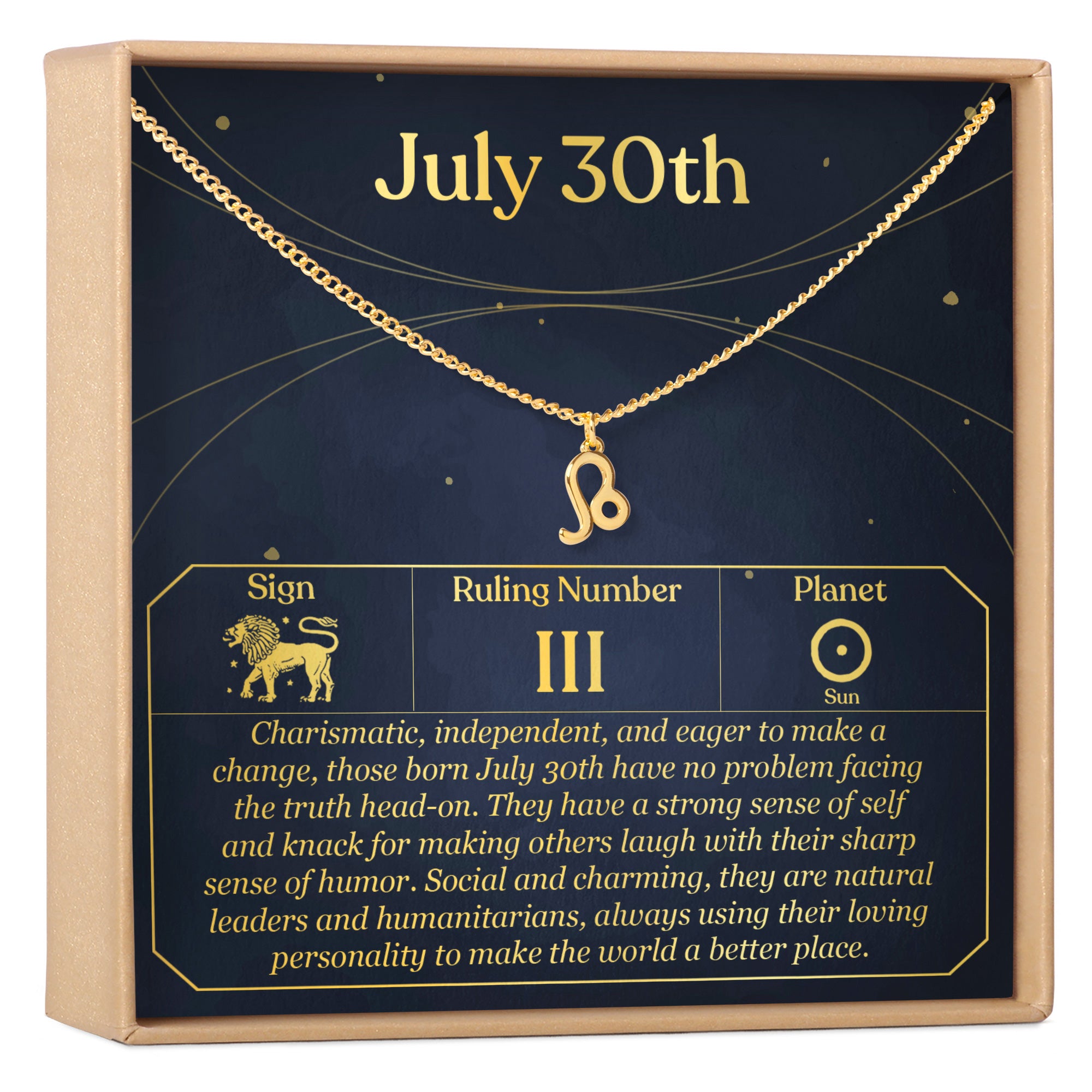 July 30th Necklace Present for Birthday, Celebration, Gift for Her, Leo - Dear Ava